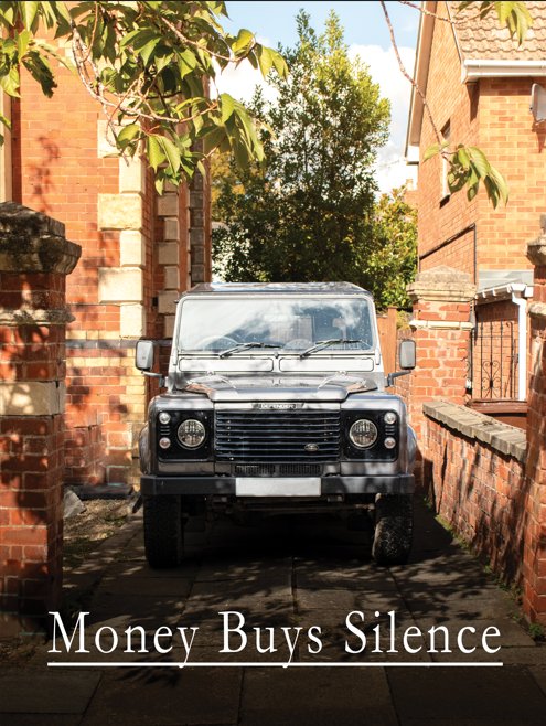 Land Rover Defender "Money Buys Silence" poster print